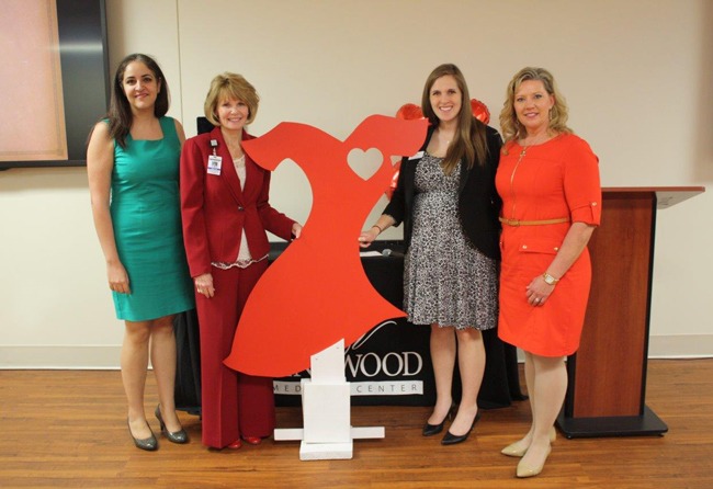 Cardiologist Dr. Armita Atashband; Melinda Stephenson, CEO of Kingwood Medical Center; Abigail Ainsworth, Development Specialist at the American Heart Association, and Heart Survivor Jodi Seay at Ladies Night Out