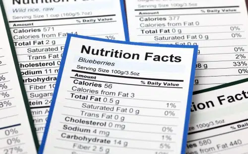Nutrition facts label